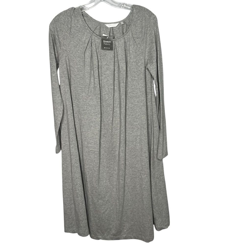 Maternity Bossini Comfortable Cotton Blend Long Sleeve Roundneck Gray Dress Sz M